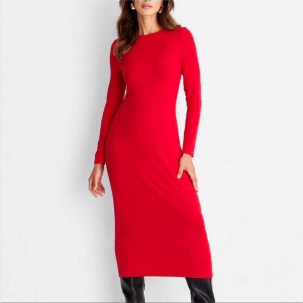 A New Day Red Long Sleeve Sheath Dress
